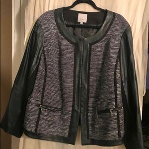 Sejour Tweed & Faux Leather mixed media Blazer 20W